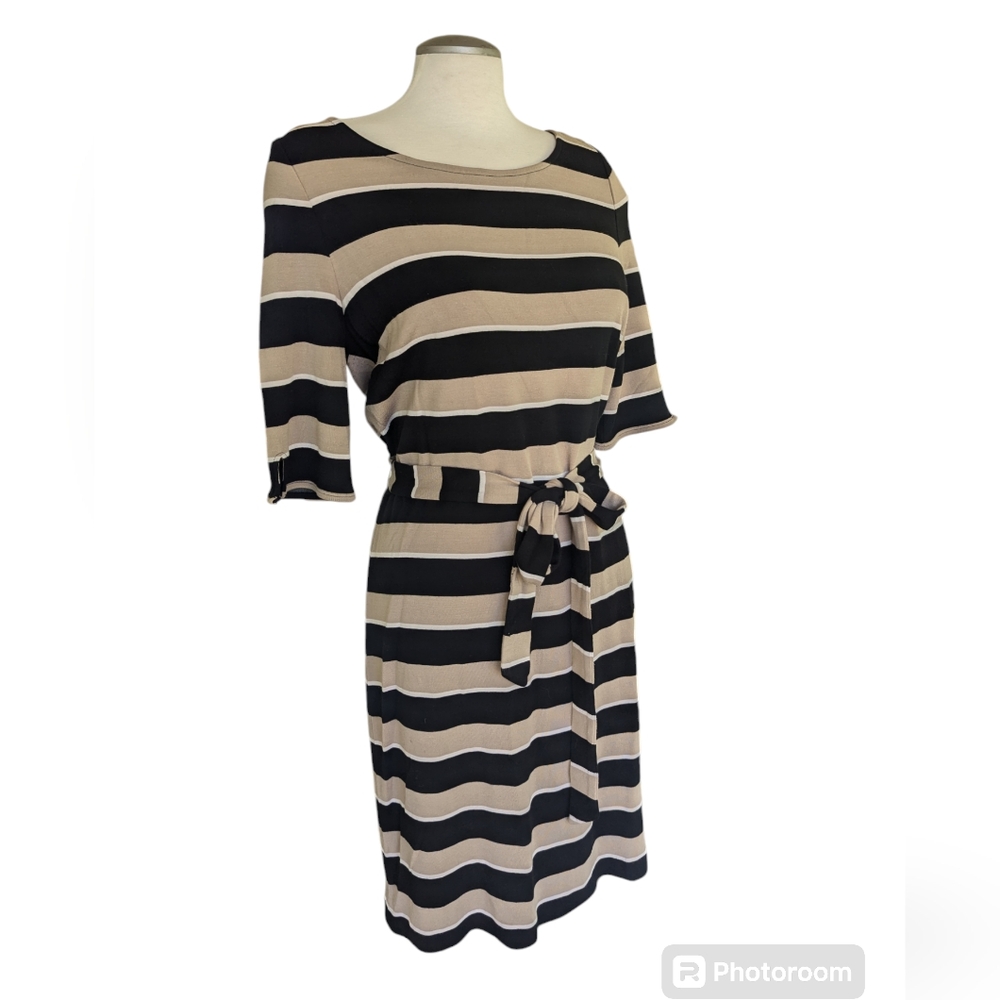 Banana Republic striped sweater dress tie waist size medium